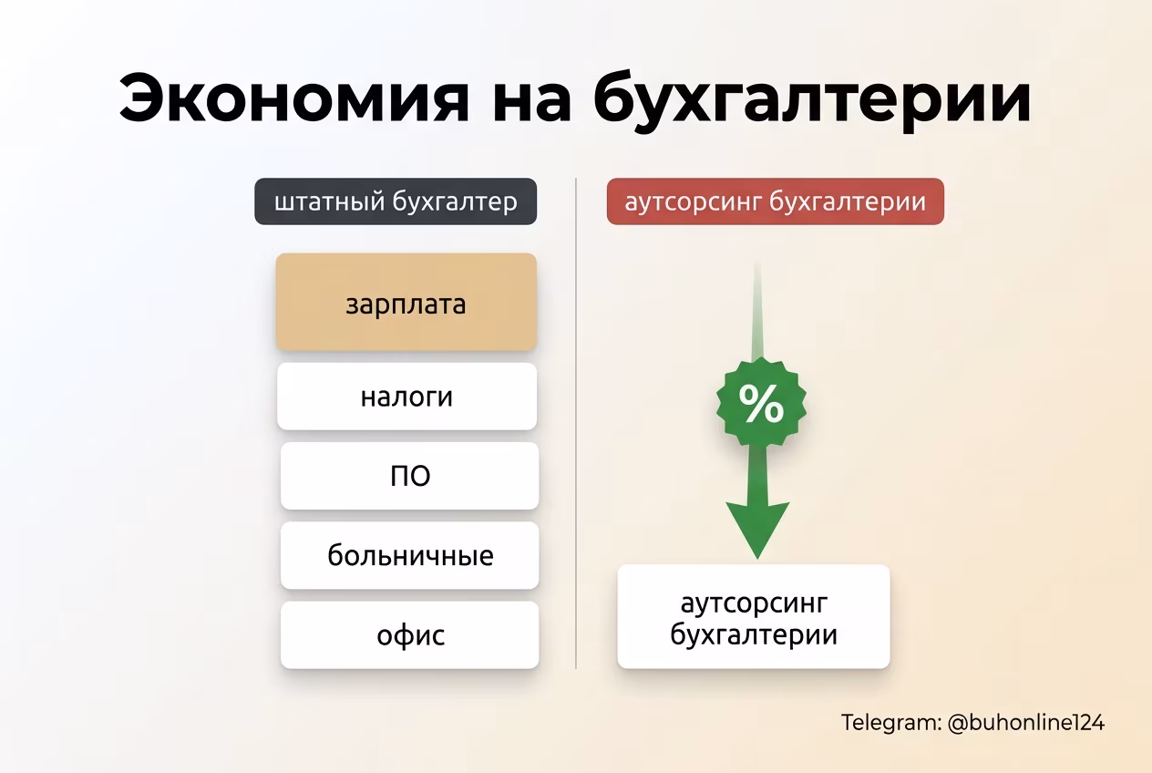Инфографика структуры экономии при переходе на бухгалтерский аутсорсинг